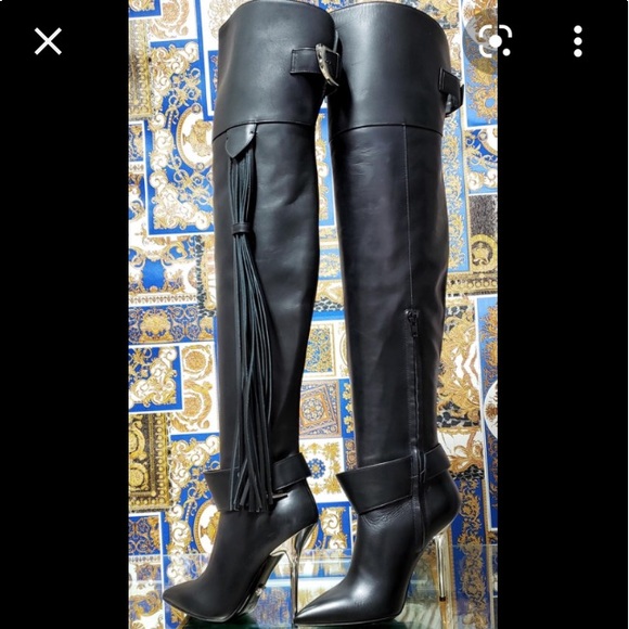 ❤️keeping VERSACE OTK over the knee boots black tassel - Picture 4 of 16